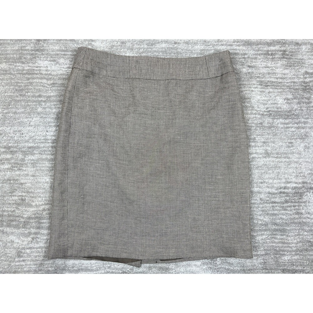 Josephine Skirt Womens 10P‎ Brown Pencil Petite Linen Blend Micro-Check Business